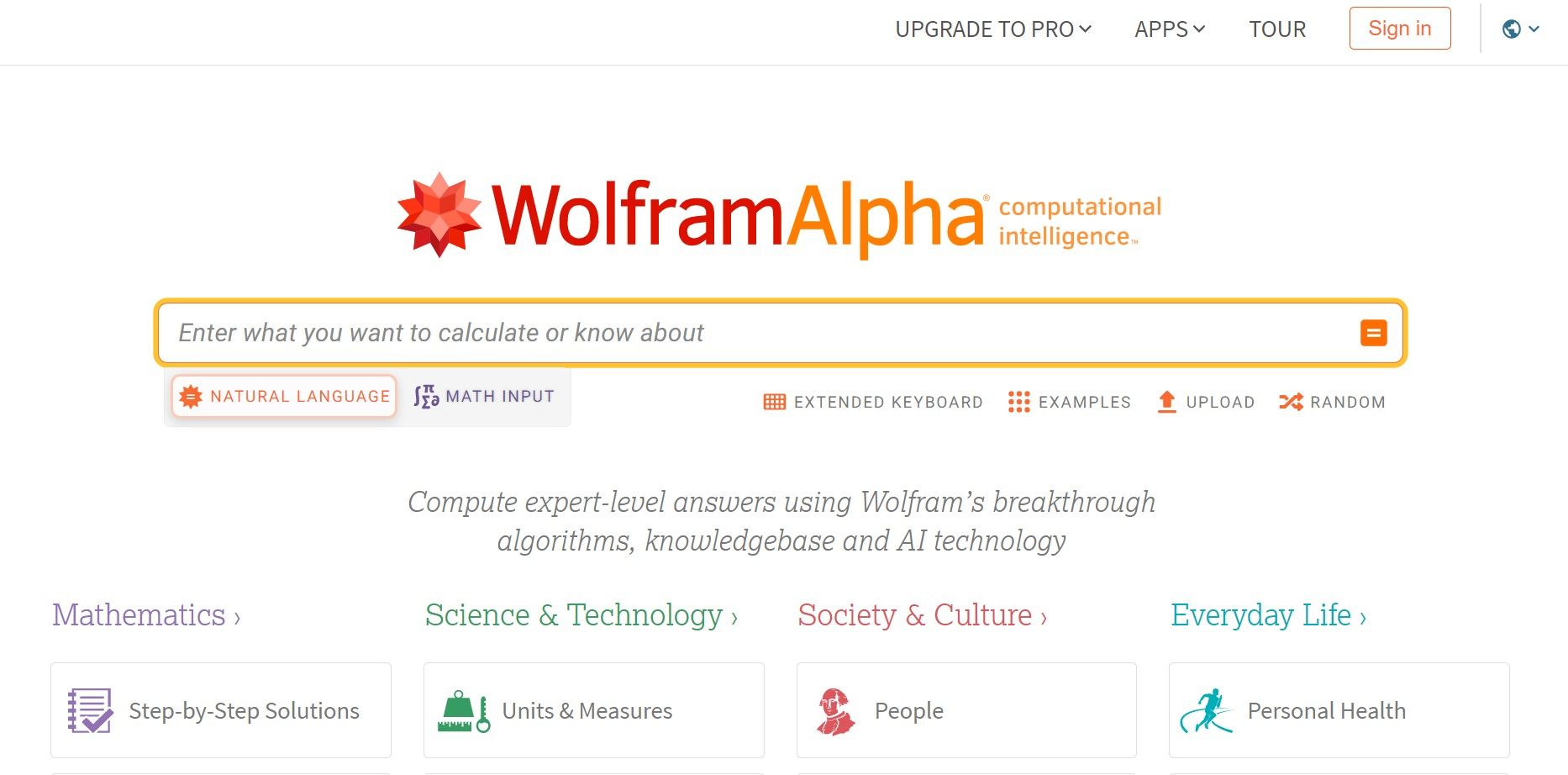 WolframAlpha - Compute expert-level answers in Math, Science, Society, Culture & Everyday Life